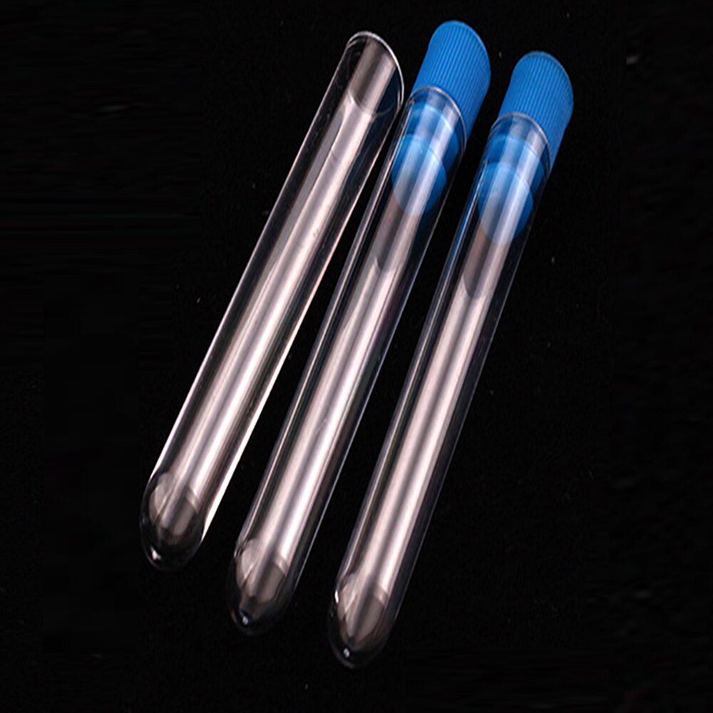 10 PCS 15mm*100mm Hard Plastic Transparent Test Tube With Cap 10ml Radioimmunoassay Tube Laboratory Supplies Analysis Bottles