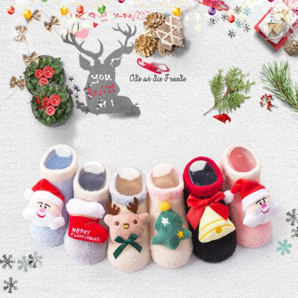 Baby Weihnachten Socken Mädchen Anti-Unterhose Wolle Boden Socken Baby Schritt Socken Winter Warme Schuhe freundlicher Neugeborenen Liefert Weihnachten