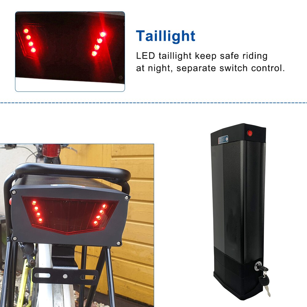 36V 48V 52V Empty Battery Boxes Ebike Battery Case 117 Pcs Rear Rack High Capacity Electric Bike Battery Case Electric Bicycle