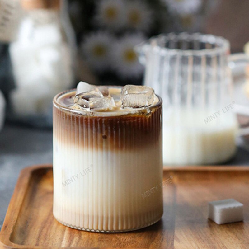 Ribbet glass whiskyglass vertikal kornkopp varmebestandig tevann er kaffe juice kopp japansk håndlaget