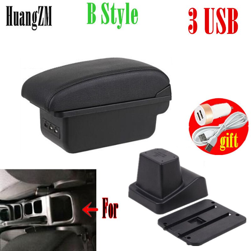 Für Suzuki Vitara Armlehne nachrüsten teile gewidmet Auto Armlehne Zentrum Speicher Kasten Auto zubehör Innen USB Einfach zu installieren: B Stil Schwarz Linie