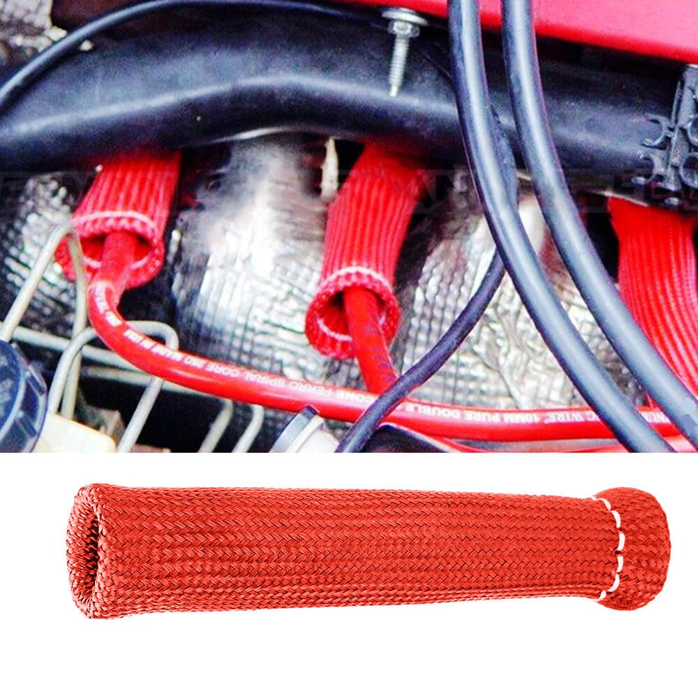 8 stk sort rødblå 1200 universelle tændrør ledningsstøvler varmeskærm beskyttelseshylster til gm chevy ford