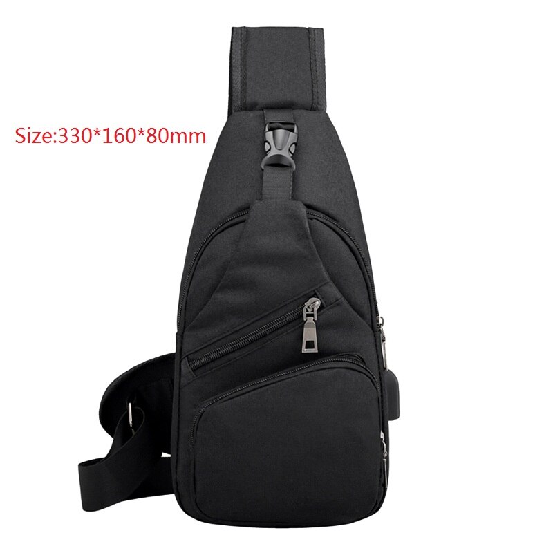 Male Leisure Sling Chest Pack Crossbody Bags for Men Messenger Canvas USB Charging Leather Men's Bags Handbag Shoulder Bags: black