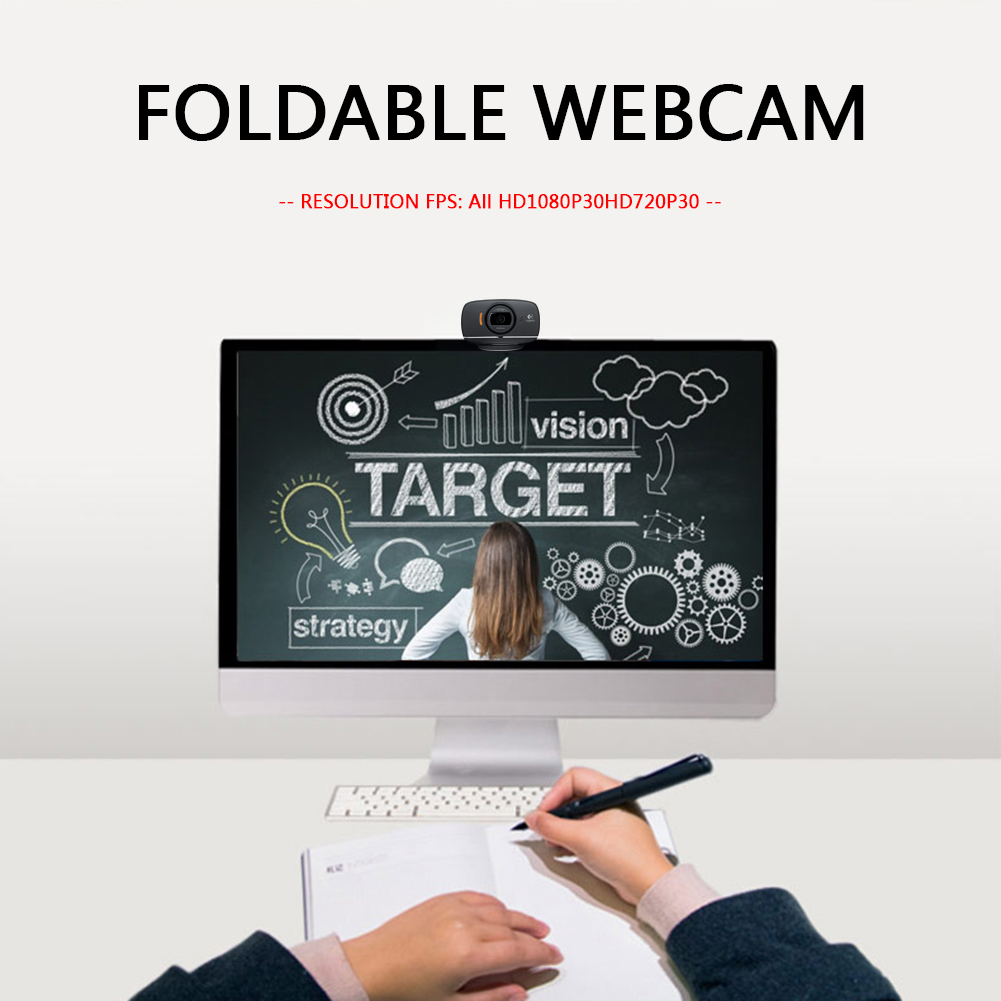 Logitech B525/C525 720P HD Webcam with Mic Rotatable Computer Desktop Laptop Auto Focus Web Camera for Video Calling Conference