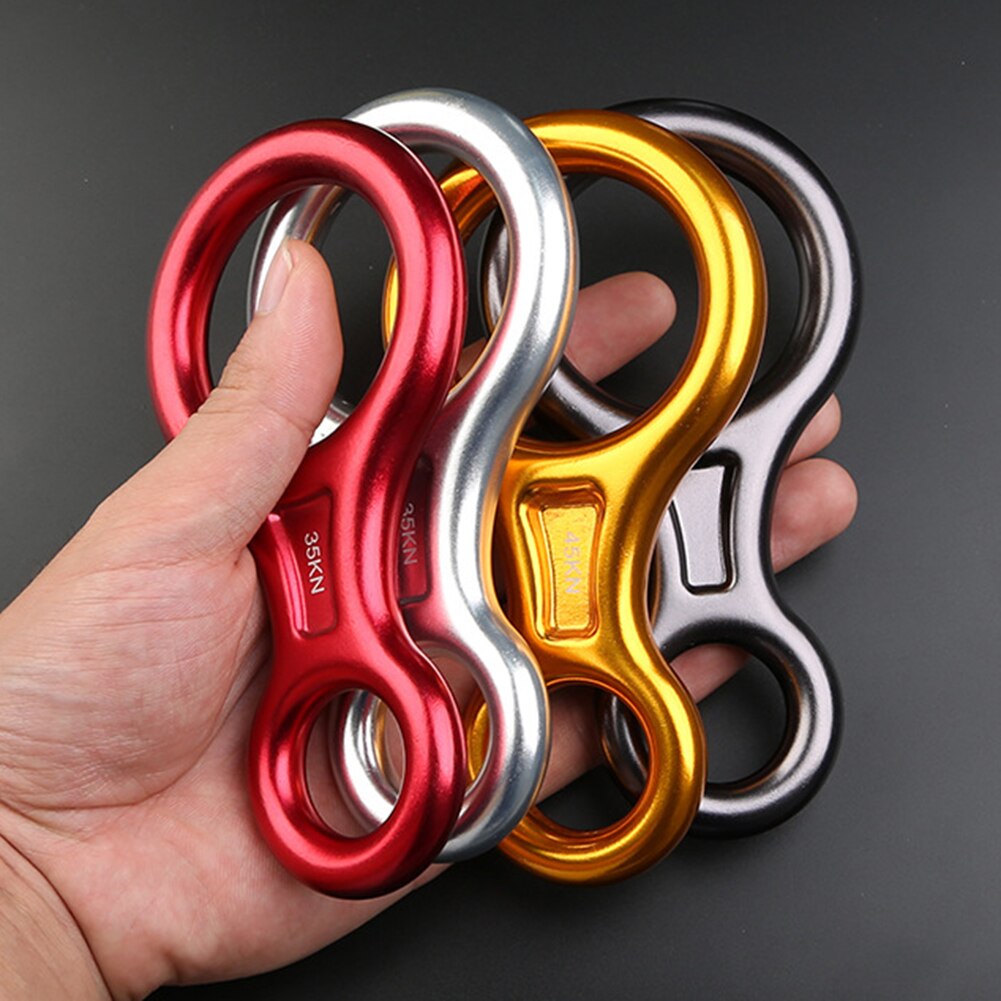 Rock Climbing Descender 35KN Figure 8 Word Rope Descender Rappel Ring Downhill Eight Ring Rappelling Gear Belay Device Equipment