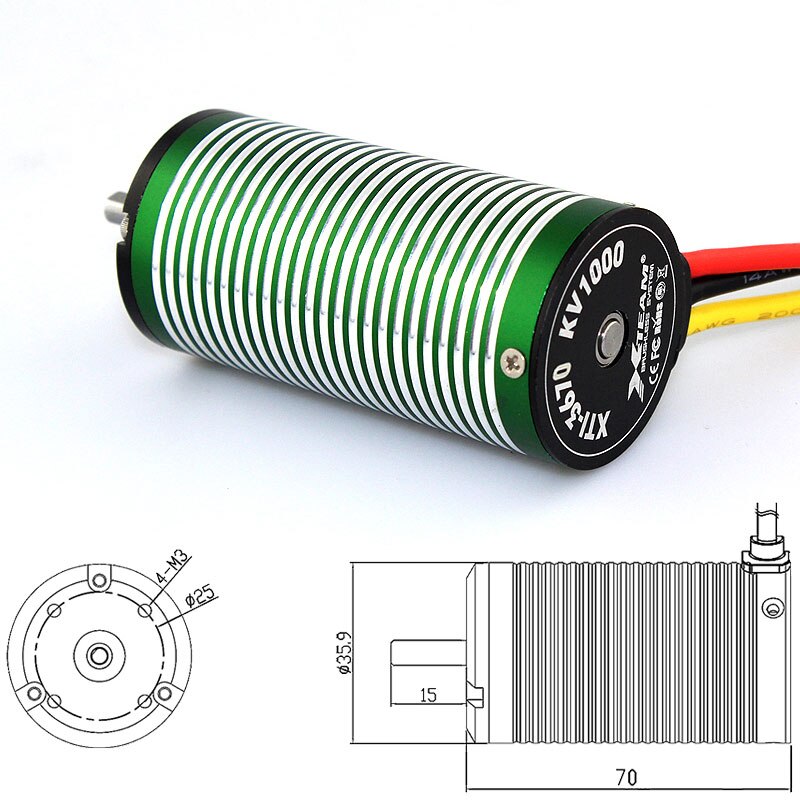 X-TEAM 3670 Brushless Motor 1100KV 1200KV 1550KV 1850KV 2280KV 3050KV BLDC Electromotor for RC Cars 1/10 1/8 Buggy Monster