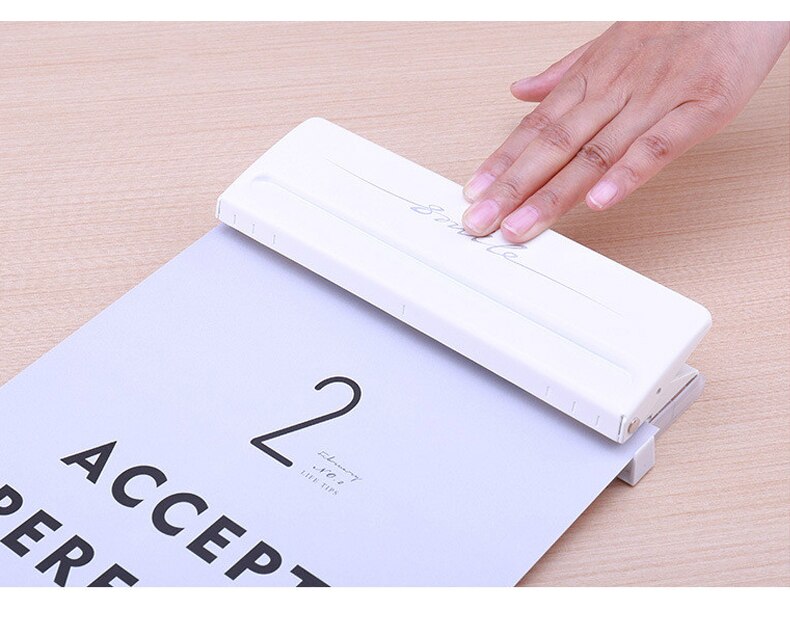 Paper Hole Punch A4 A5 A6 6-hole Adjustable Color Single-page Hole Punch Scrapbook Office Stationery Metal Loose-leaf Hole Punch: white