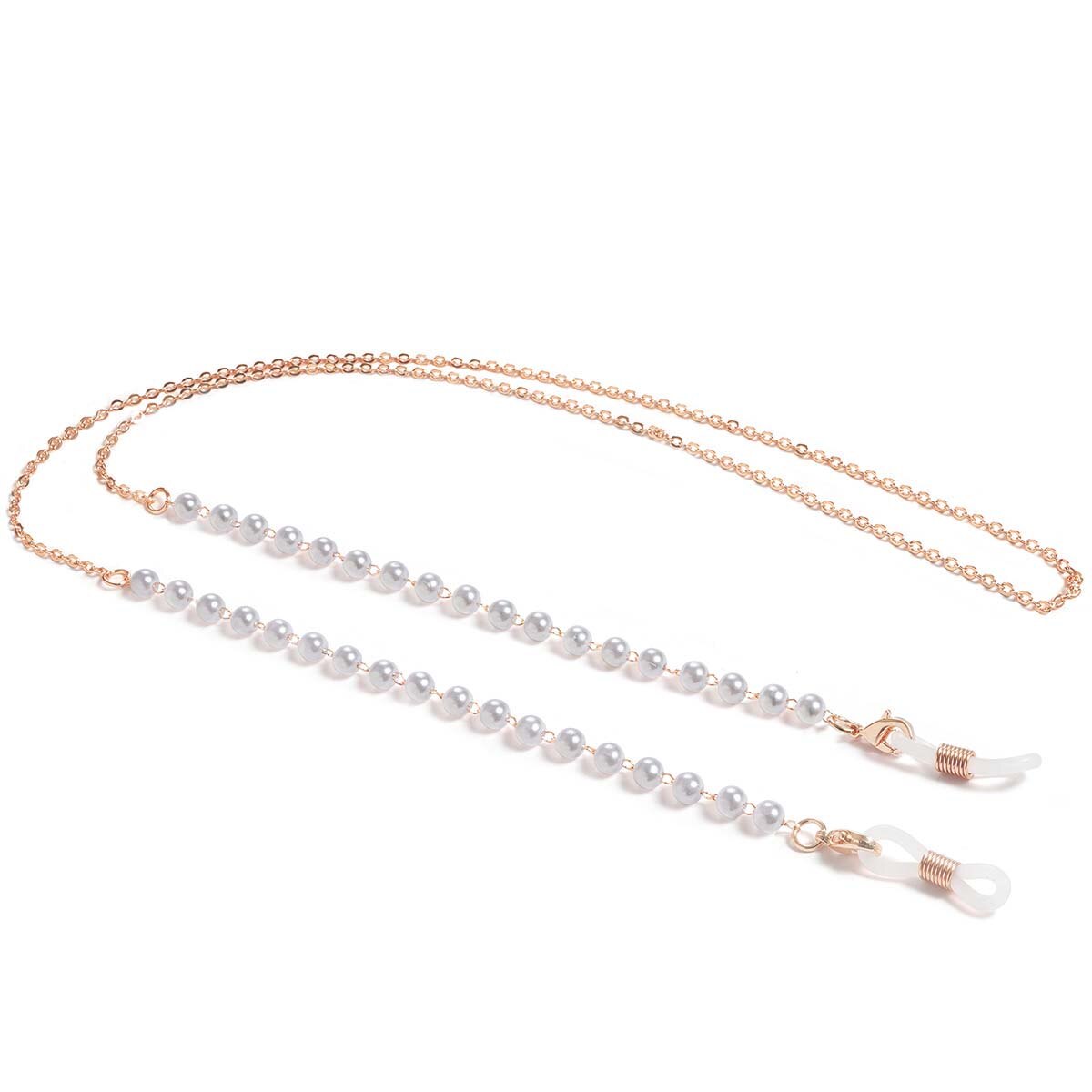 Collar de cuerda colgante para mascarilla facial, soporte ajustable para gafas, sin huellas, con dos ganchos y hebillas,: 37 rose gold