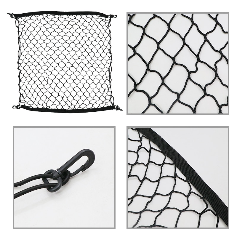 Redes de maletero de coche, organizador de almacenamiento de equipaje de carga de nailon fuerte elástico, malla con ganchos, accesorios de coche para SUV MPV, 70x70 cm