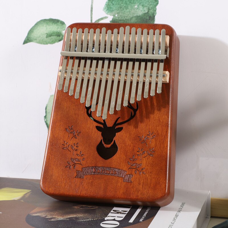 Liyin-kalimba de 17 teclas, piano de pulgar de cuerpo de caoba, 17 llaves, instrumento Musical mbira de la mejor y buen sonido: Archaize Deer