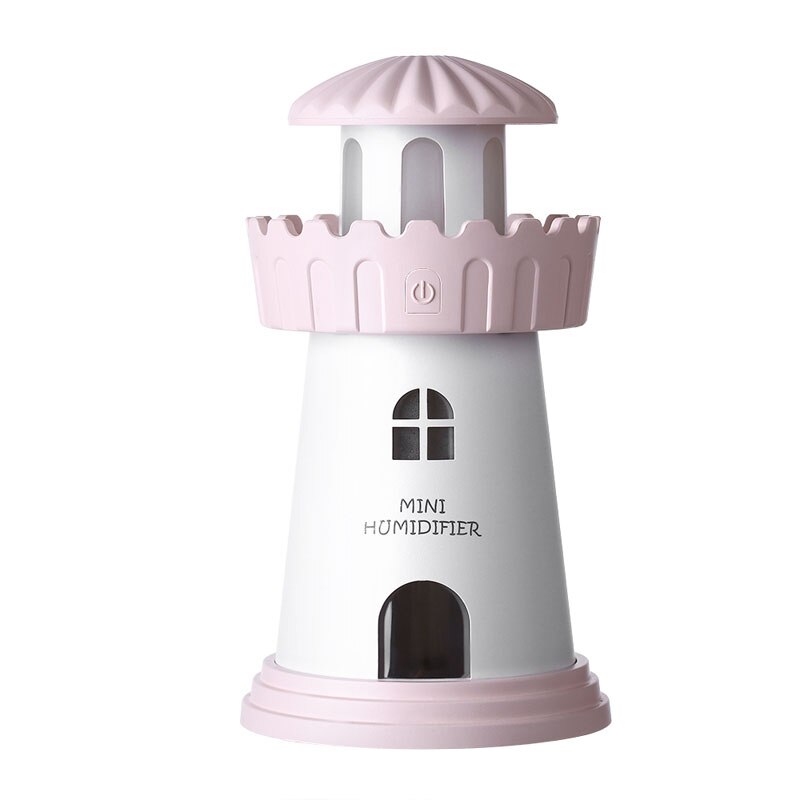 Led fyr luftfugter bil ultralyd tåge maker fogger æterisk olie diffuser aroma lys bil luftfrisker: Lyserød