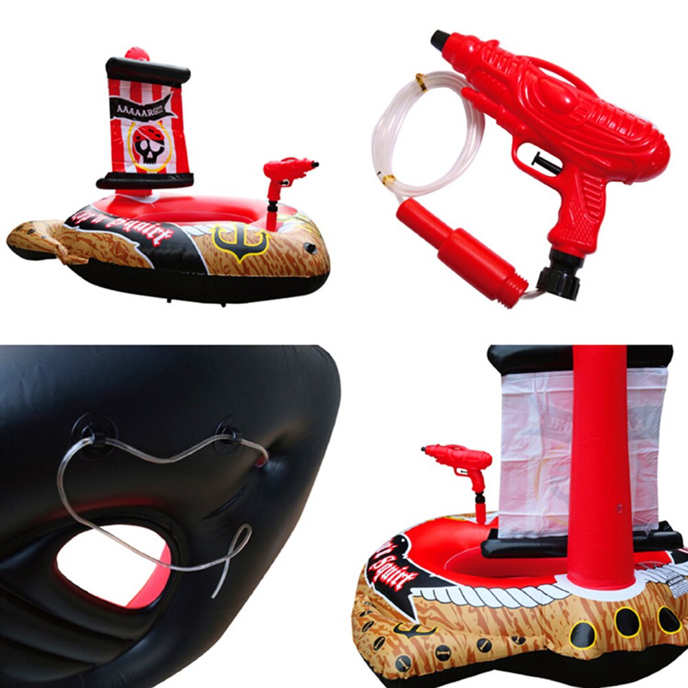 Inflatable Pirate Boat Durable Cooling Swimming Pool Float Sprinking Toy for Children