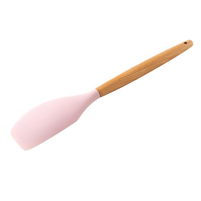 Ustensile de cuisine rose en Silicone de supérieure, avec manche en bois Flexible antiadhésif, ustensile de cuisine domestique: 7