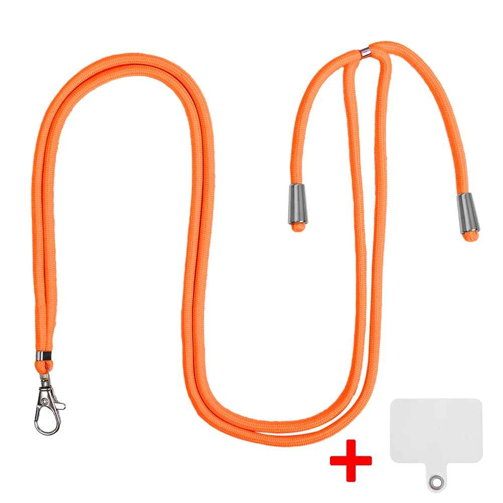 Smycz do telefonu komórkowego Regulowany pasek na szyję do noszenia wokół dłoni z przezroczystą zakładką do większości etui na telefony z pełnym pokryciem: Black