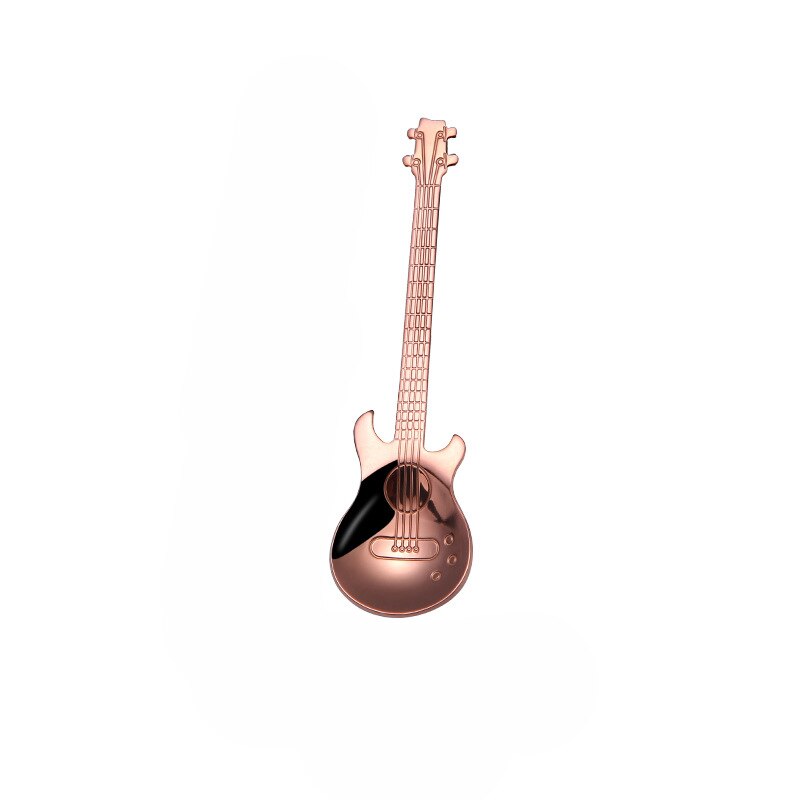 Gitaar Vormige Koffielepel 304 Rvs Theelepel Suiker Mengen Lepel Keuken Eetkamer Bar Koffie Accessoires Servies: Rose Gold