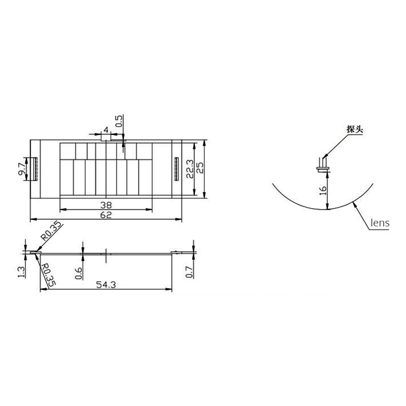 Optiacl PIR Plastic Human body induction Infrared Fresnel Lens High Sensitivity Focal Length 16mm 62x25mm PIR Shell 10PCS