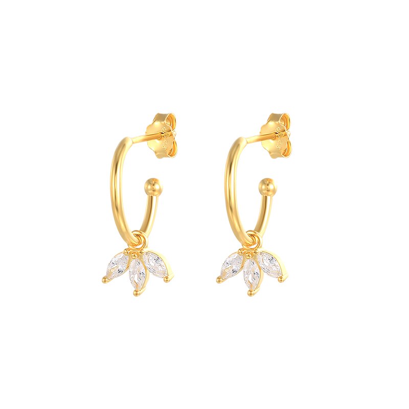 Roxi Hart Hoepel Oorbellen Voor Vrouwen Dangle Hart Clover Geometry Earring 925 Sterling Zilver Huggie Oorbellen Pendientes Plata 925: 2 gold