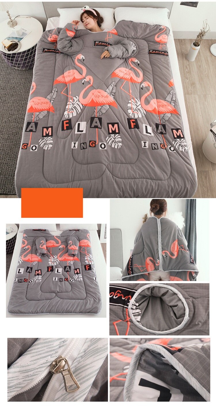 Flamingo Winter Faul Decke mit Ärmeln Winter Decke Hause Bettwäsche Tröster Gedruckt Halten Warme Winter Bettdecke mit Füllung