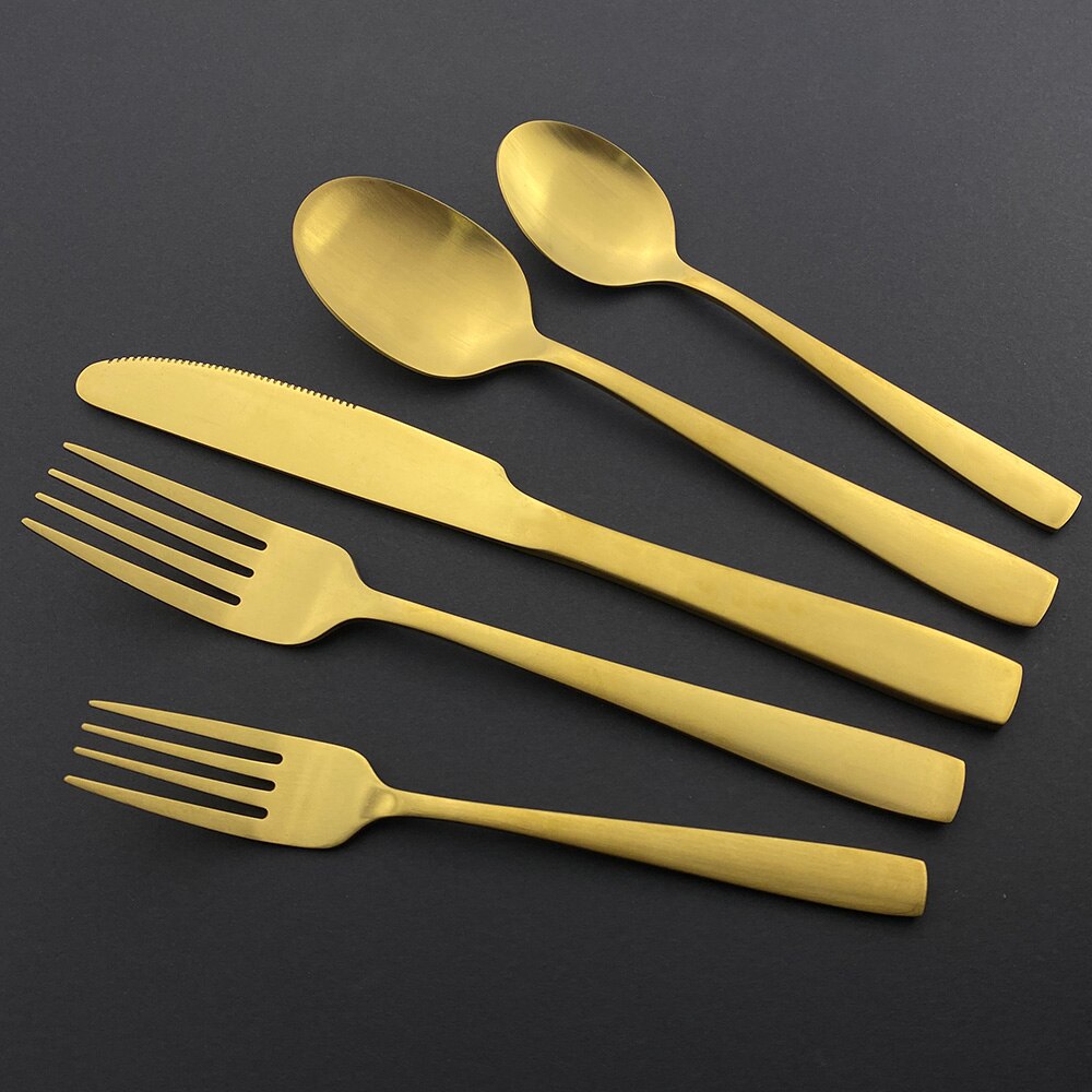 Couverts en acier inoxydable, 20 pièces, noir mat, service de table, couteau à dîner, fourchette à Dessert, cuillère, vaisselle de table, couverts de cuisine pour la maison