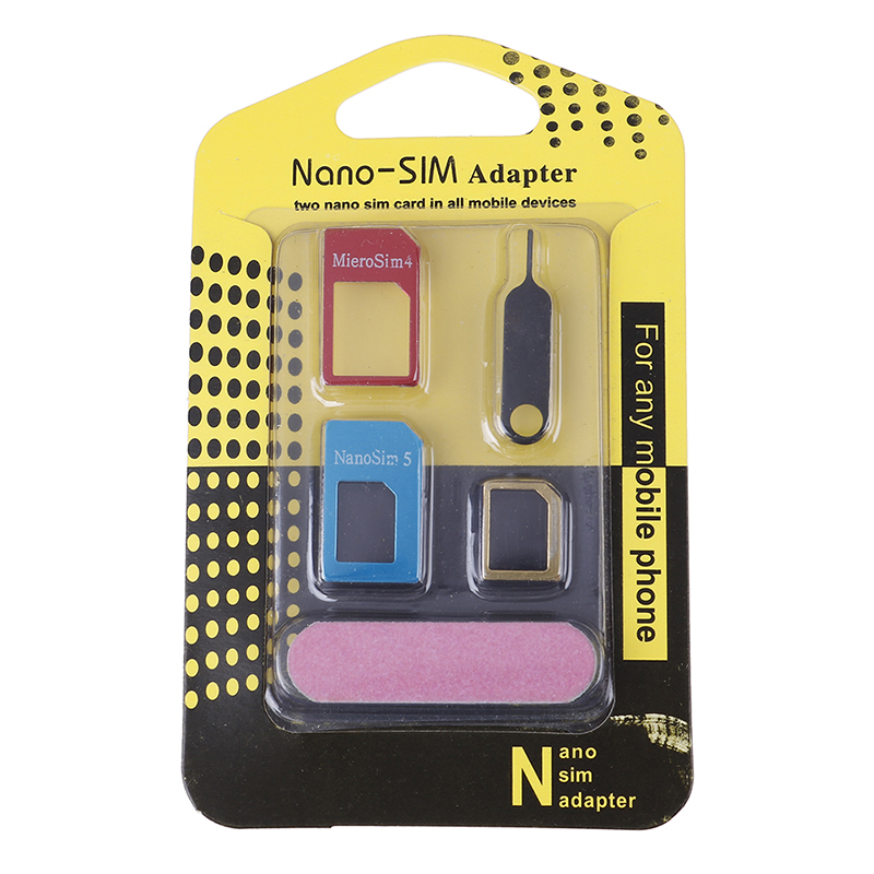 5in1 Micro Standaard Sim Card Adapter Kit Converter Met Sander Bar Tray Open Naald Voor Iphone 5S 7 Plus 6S Xiaomi Redmi 3 S