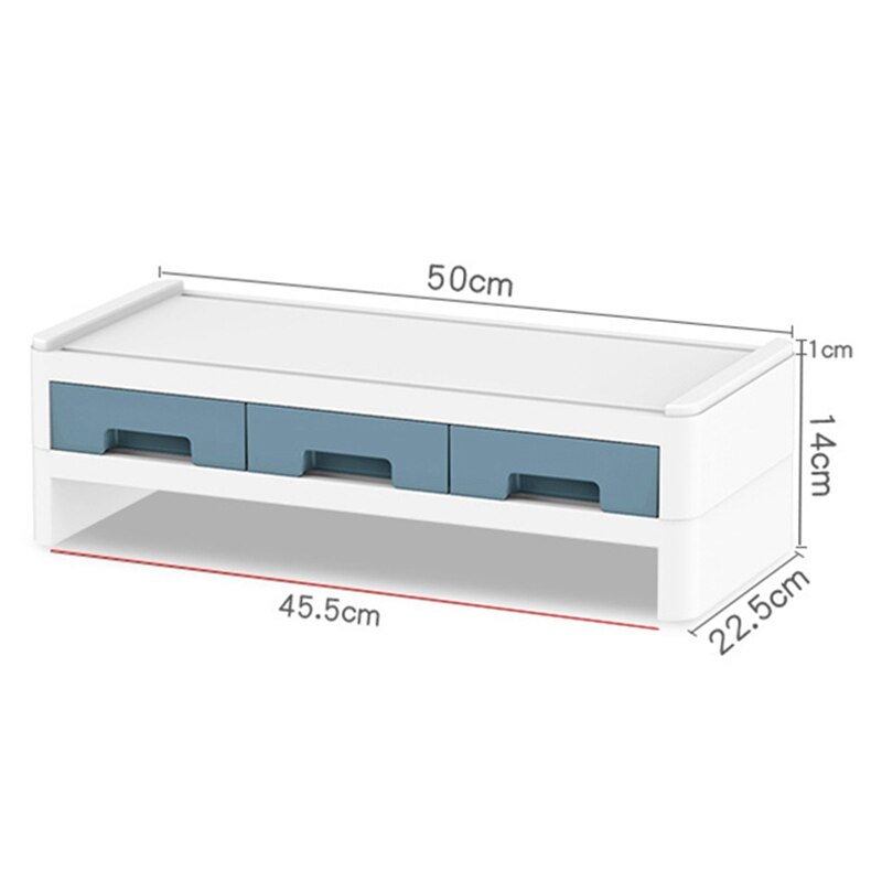 Desktop Computer Keyboard Lockers 2 Layers Monitor Stand Computer Monitor Riser Desk Organizers with Drawers