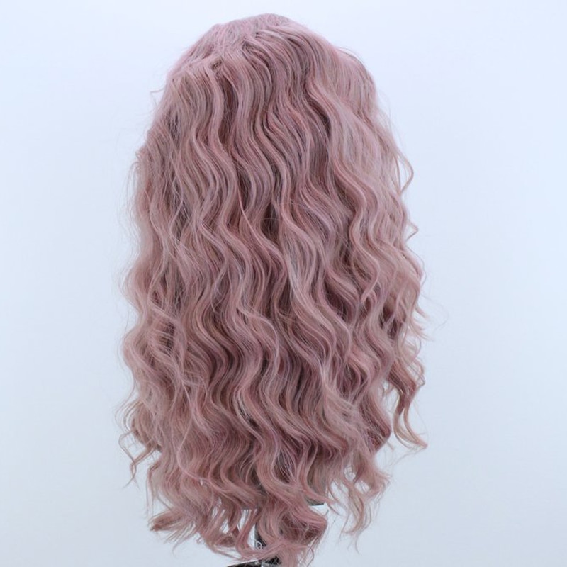 Charisma Long Pink Wavy Synthetic Lace Front Wigs for Women High Temperature Fiber Hair Glueless Cosplay Lace Wig Side Part