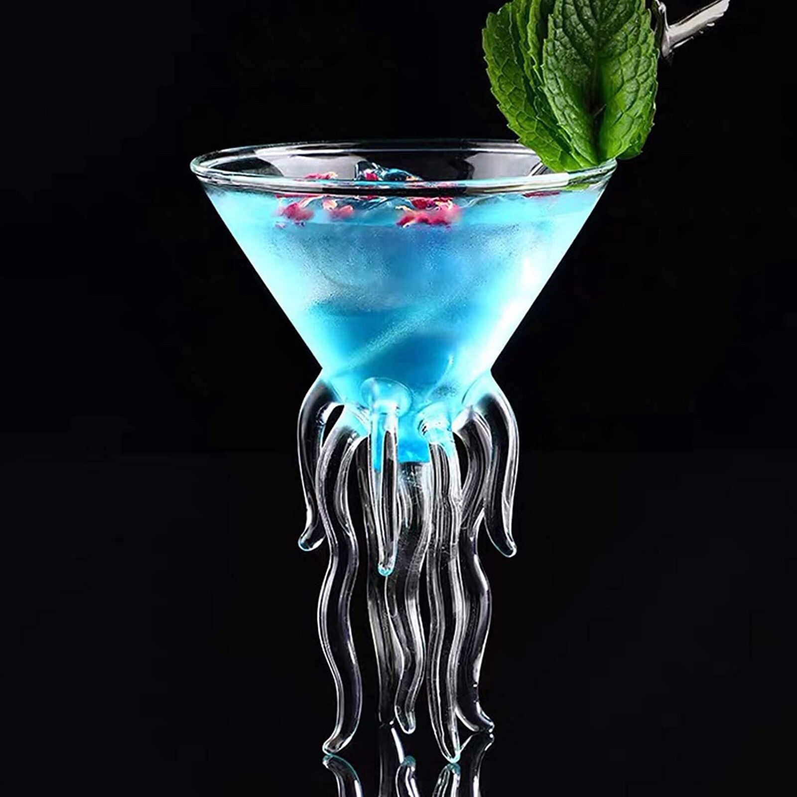 Copa de cristal creativa de tentáculos de pulpo, vaso de cristal transparente de Medusa para cóctel, whisky, champán y zumo, 130ml