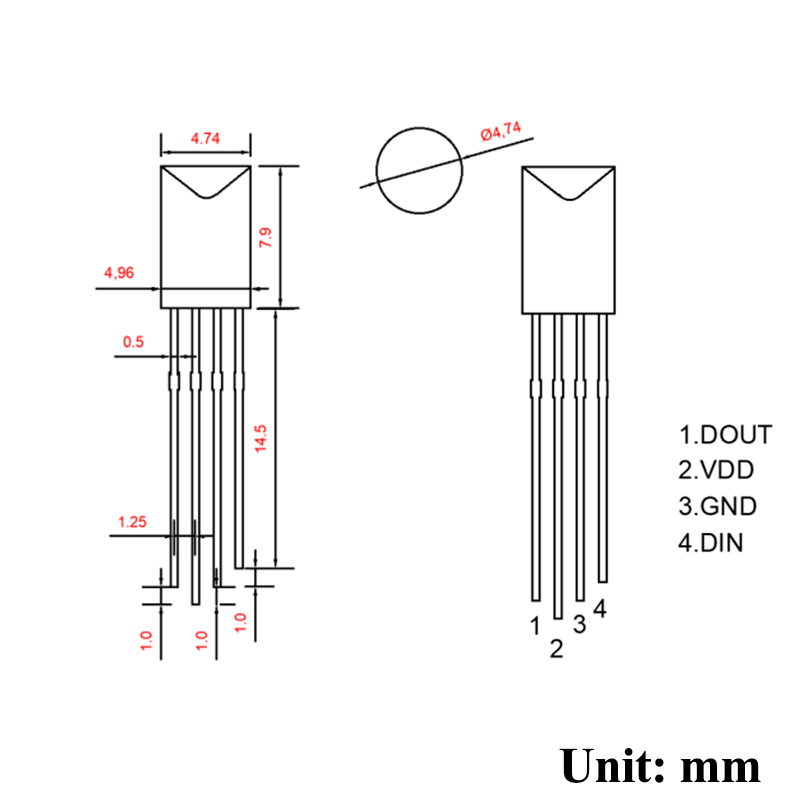 5v Ws2812 WS2812D Ws2812b 5mm Dip Led Diode F5 Rgb Phantom Integrated Ic Light Emitting Diode Transparent Surface Pixel Light