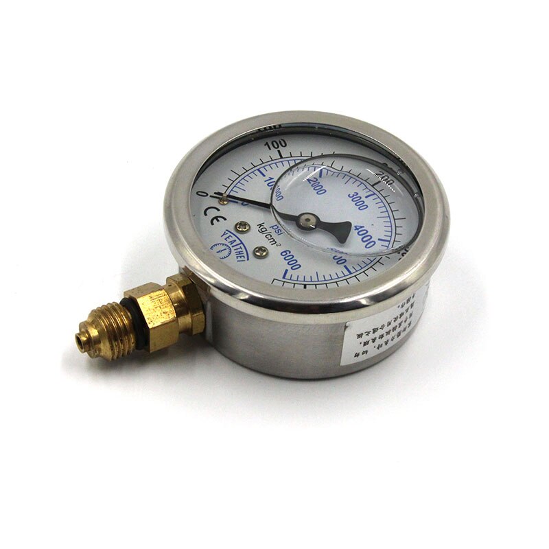Qupb 63mm mikro mini dial indikator oliefyldt dykning manometre 6000 psi rustfrit stål sag messing stik  g1/4 gel 003