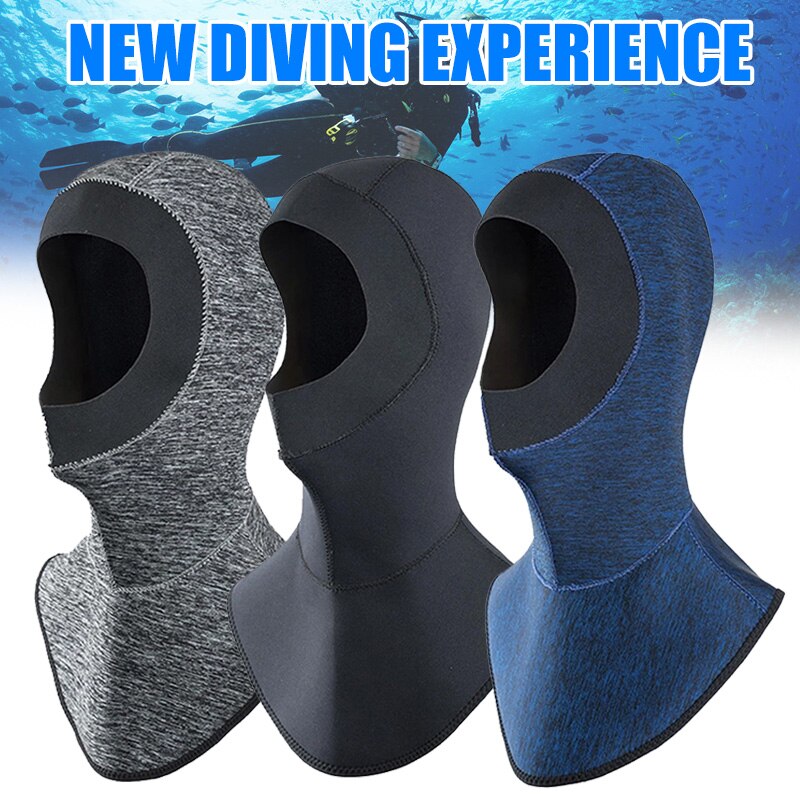 Neoprene Scuba Diving Hood 3MM Diving Cap Bib Dive Hood Warm Durable Stretchable for Surfing Snorkeling Sailing ED889