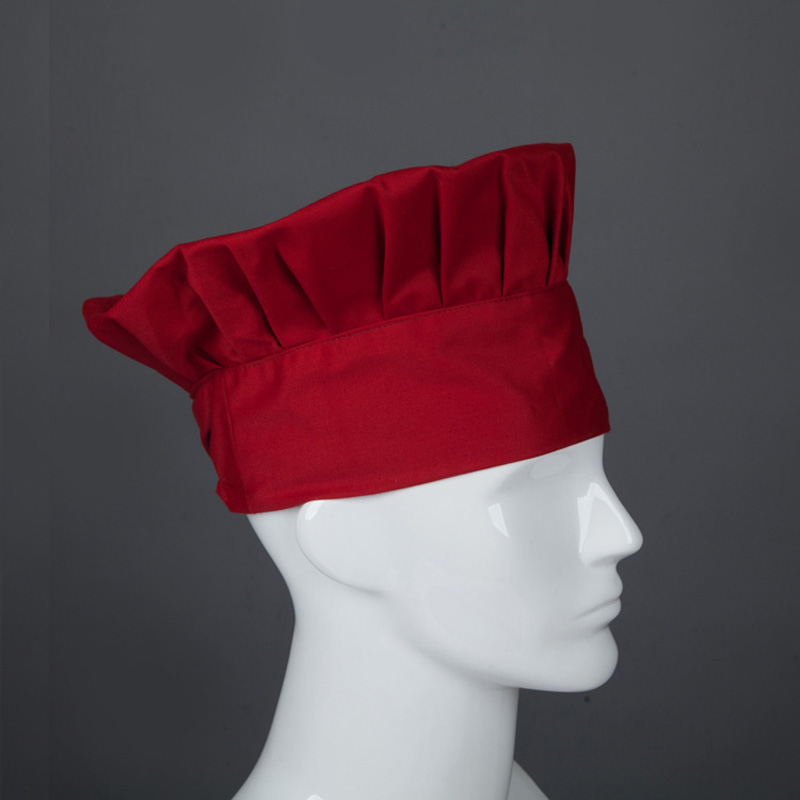 1 stk kasket cafe restaurant grill køkken madlavning hat kvinder mænd arbejder kasket kokke hat klud plaid ensfarvet almindelig hat 4 farver: Rød / Xxxl
