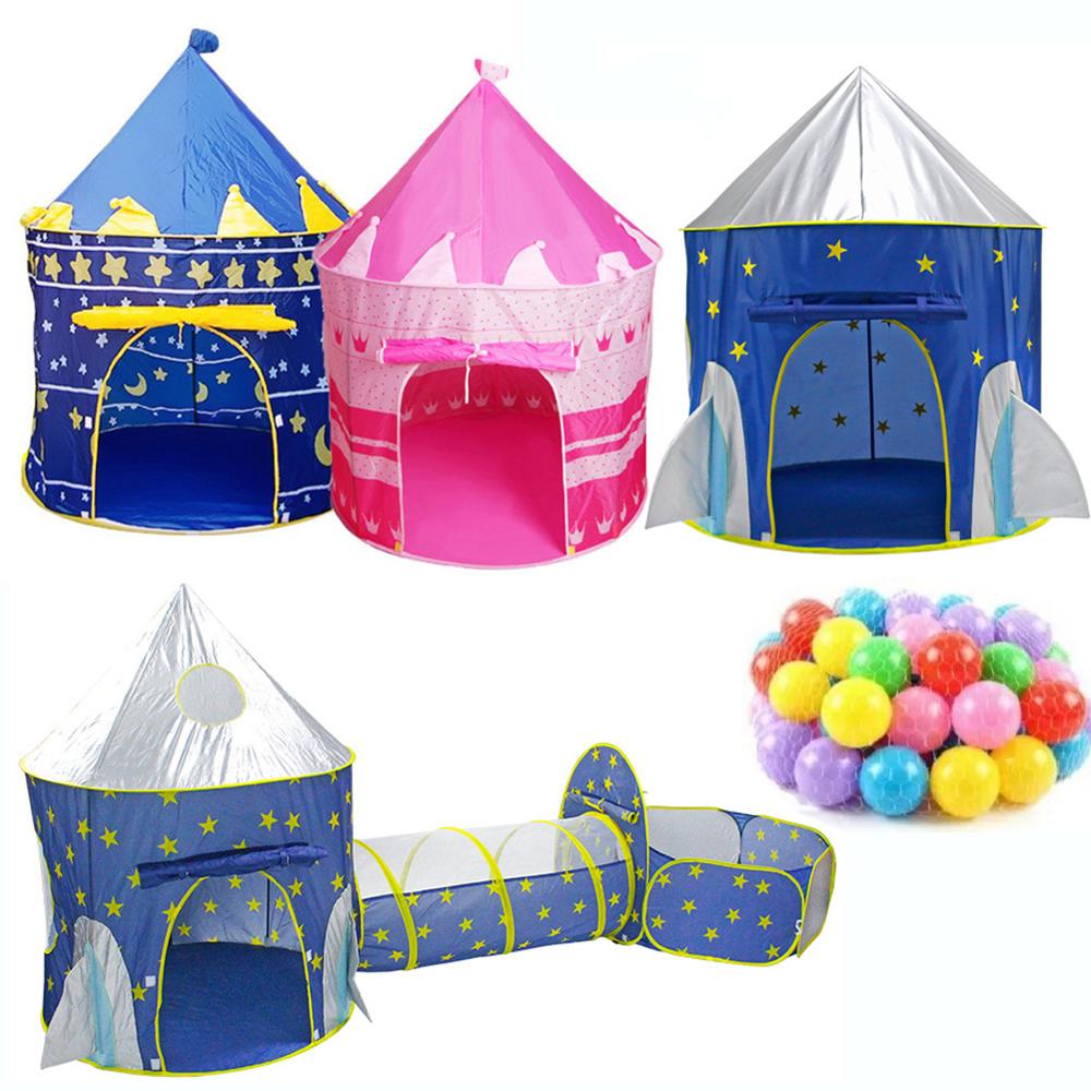 3 In 1 Raket Tent Draagbare Kinderen Tent Baby Speelgoed Vouwen Kruipen Tunnel Playhouse Kinderen Tipi Tent Oceaan Bal zwembad Pit Huis