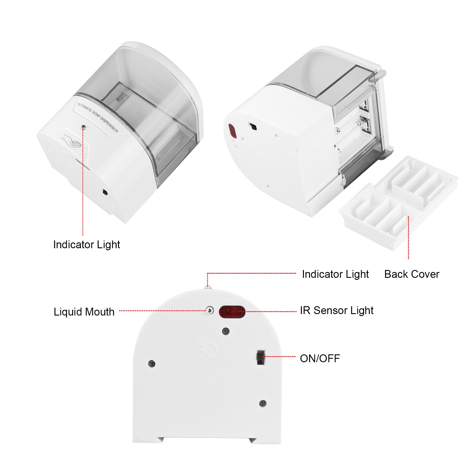 600ml Liquid Soap Dispenser Automatic IR Sensor Soap Dispenser Wall Touch-free Kitchen Soap Lotion Pump for Kitchen Bathroom