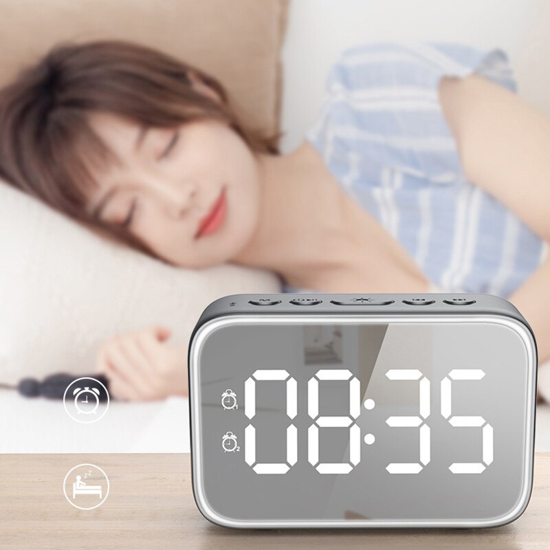 Digital Alarm Clock Radio with FM Radio Bluetooth Speakers with Headphone Jack Dual Alarms 5 Level Brightness Dimmer, Adjust