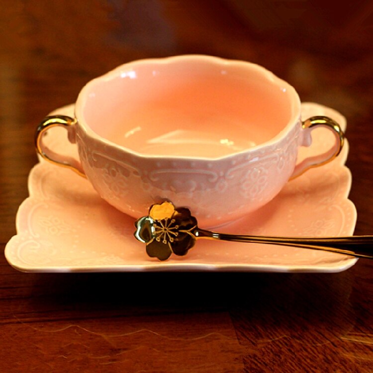 Cute Ceramic Coffee Tea Cup Set Reusable Esspresso Cups Saucer Plastic Tea Cup Ceramic Tazas De Cafe Porcelana China BA60BYD