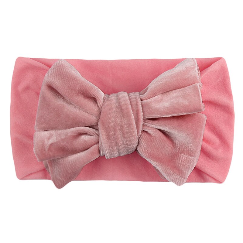 Inverno de pelúcia veludo bebê bandana para meninas arco grande cor sólida elástico hairbands princesa bonito acessórios para o cabelo do bebê coisas: style 3 pink