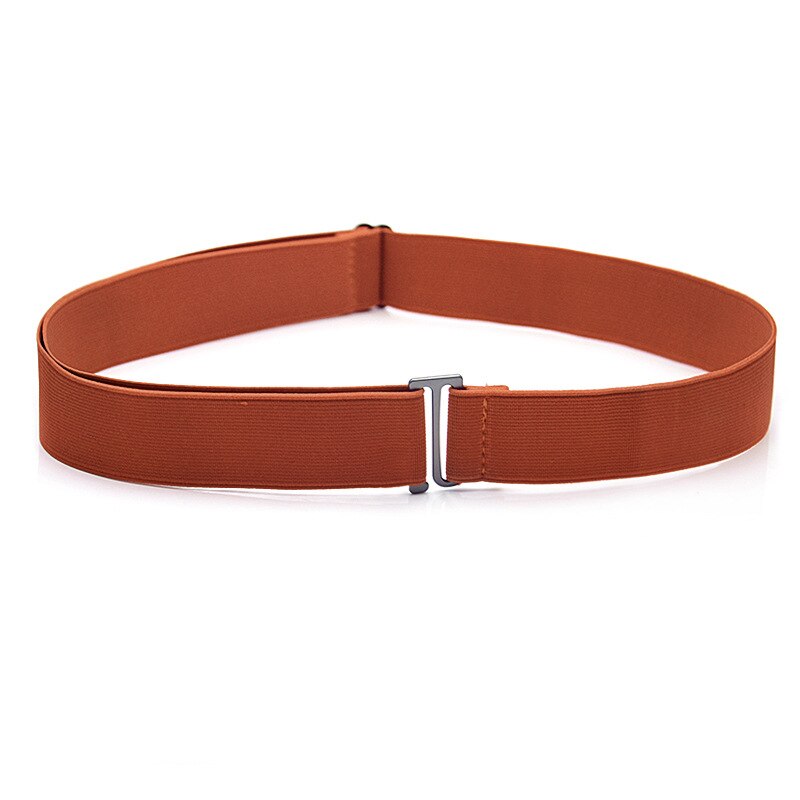 Elastische Stretch Taille Riem Platte Gesp Vrouwen Effen Kleur Zachte Onzichtbare Jeans Broek Riem No Show Verstelbare Size Elastische Band: Bruin