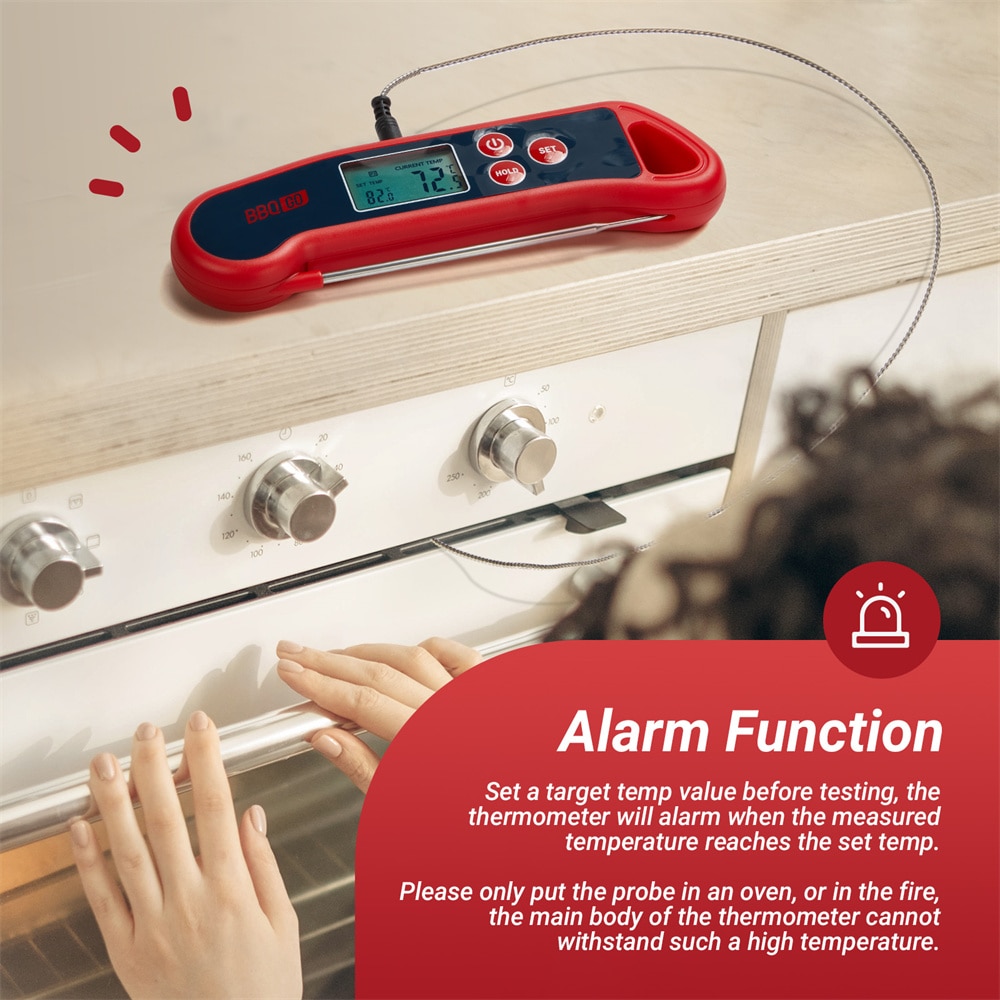 INKBIRD Digital Meat Thermometer BG-HH2P Instant Read Foldable Smart Food Thermometer Backlight with 2 Detachable Wired Probes