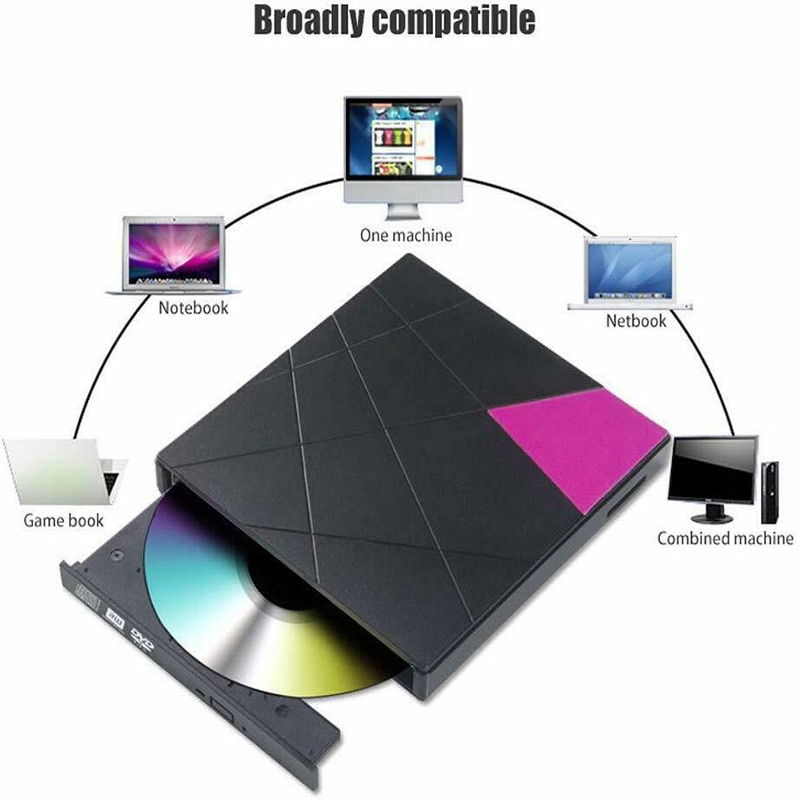 Portable USB 3.0 DVD/CD Burner For Laptop Computer Super Slim Drive RW SD Card Reader DVD Player Compatible With USB 2.0/USB 1.0