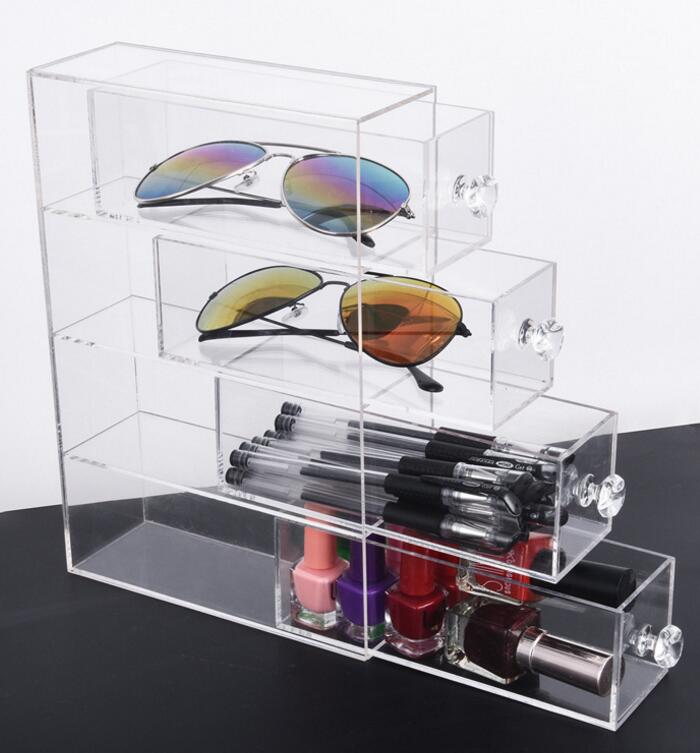 Multifunctionele Clear Acrylic Make Organizer Opbergdoos Draagbare Make Up Opslag Lade Glazen Pen Cosmetische Display Box
