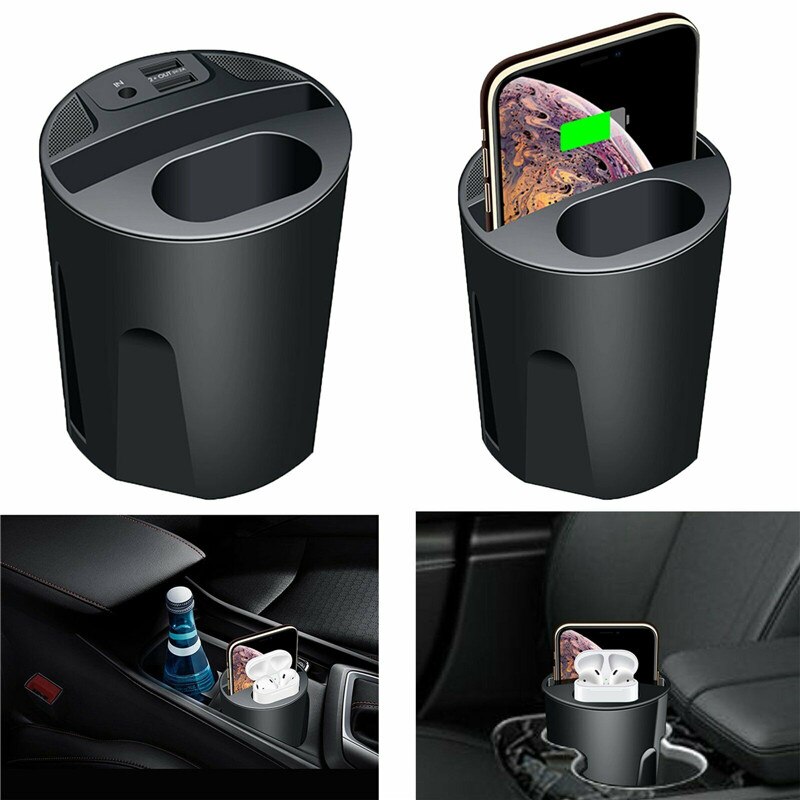 2 In 1 Qi Caricatore Senza Fili 10W Caricabatteria Da Auto Supporto di Tazza Dual USB Caricatore Del Telefono Del Basamento Per Il Iphone 11 /Pro/Pro AirPods Samsung S10 S9