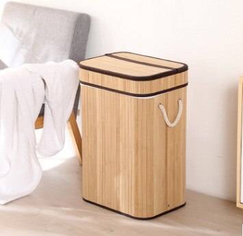 Folding Storage Bucket Laundry Basket Dirty Clothes Basket Storage Bamboo Woven Storage Bucket Dirty Clothes Storage BasketLB596: color3