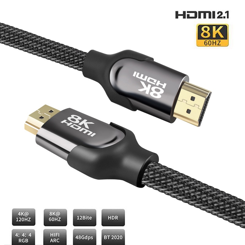 Hdmi 2.1 kabel 8k 4k audio video splitter switcher sladd för hd xiaomi apple tv box projector  ps4 ps5 laptop  pc 0.5m 1m 1.5m 2m 3