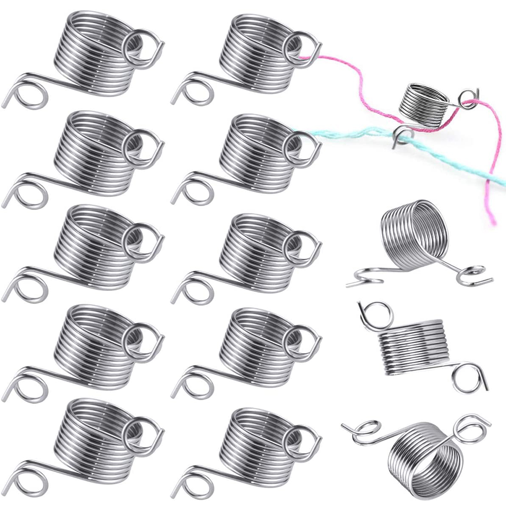 2 stk metal finger fingerbøl garn guide 2 størrelse finger holder strik finger finger ring til hækle strikke håndværk vævning tilbehør