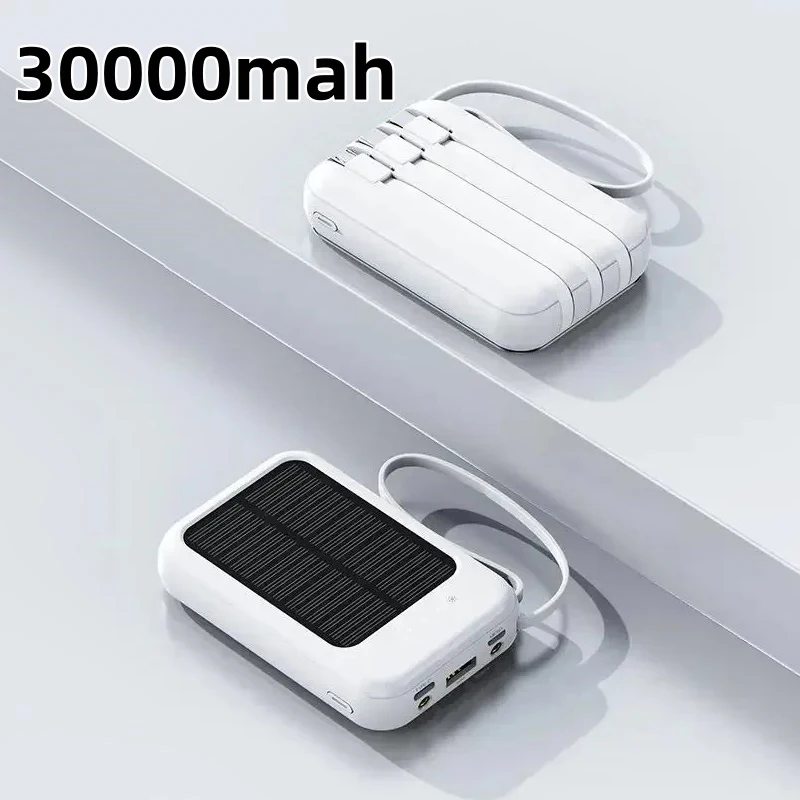 Banco de energía Solar de 50000mah con 4 Cables de carga luces LED batería externa portátil suministro de emergencia para todos los teléfonos móviles: Rojo