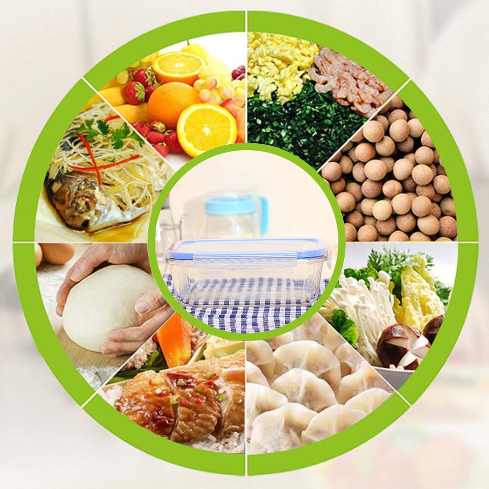 1pcs Glass Meal Prep Food Storage Lunch Box with Free Airtight Snap Locking Lids Prep Freeze Reheat Oven Safe Containers Crisper