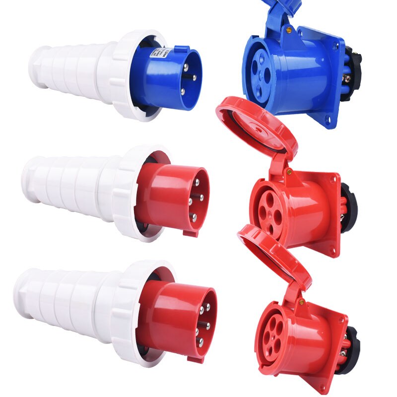IP67 63A/125A Industrial Plug Socket 3P/4P/5P Waterproof Electrical Connector Power Connection Industrial Plug 220V 380V 415V