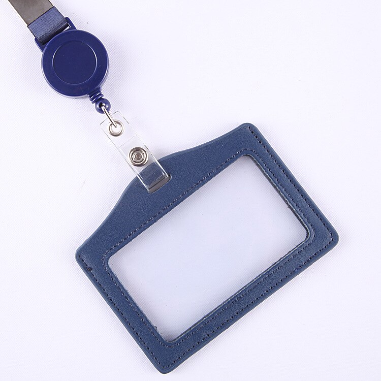 Longes ID porte-Badge en cuir passe housse porte-carte de crédit bancaire porte-sangle rétractable: Bleu marine