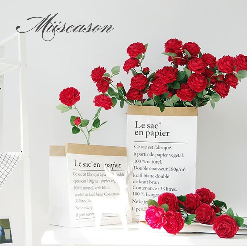 Zijde rose kunstmatige pioen roze bloemen kleine bud bruidsboeket home decoratie lange nep bloemen outdoor achtergrond decoratieve