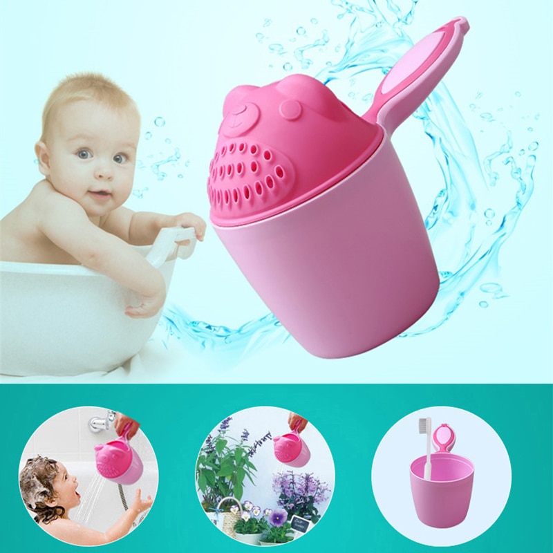 Baby Shower Bath Water Swimming Bailer Shampoo Wash Cup Children Shower Bath Accessories Pink and Light green